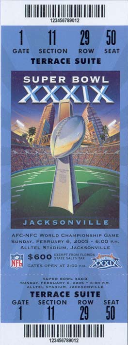 Super Bowl XXXIX      Ticket