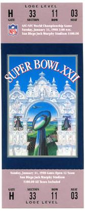 Super Bowl XXII       Ticket