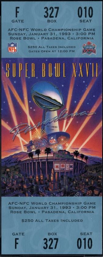 Super Bowl XXVII      Ticket