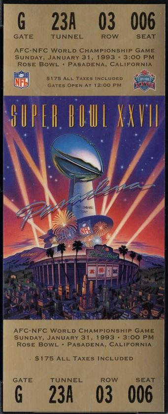 Super Bowl XXVII      Ticket