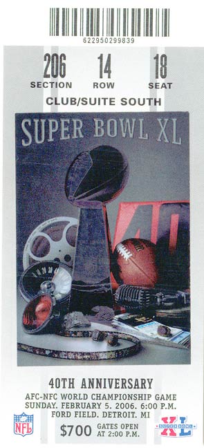 Super Bowl XL         Ticket