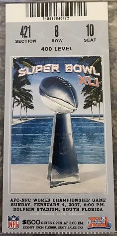 Super Bowl XLI        Ticket