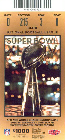 Super Bowl XLIV       Ticket
