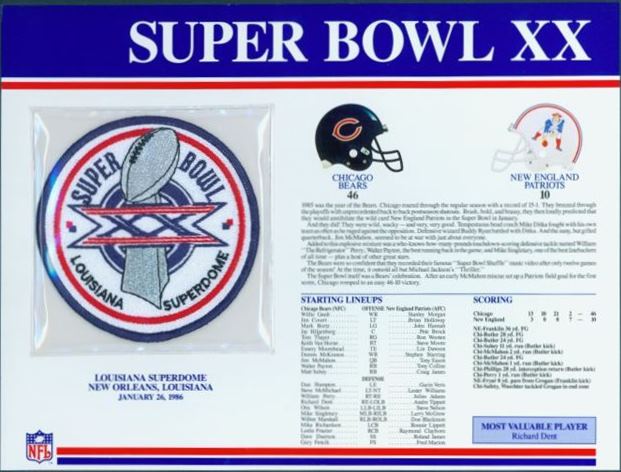Super Bowl XX         Patch
